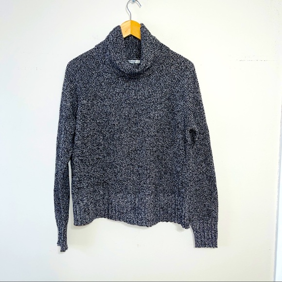 Madewell Eastbrook Turtleneck Cross Back Sweater Black White NWT - Picture 1 of 4